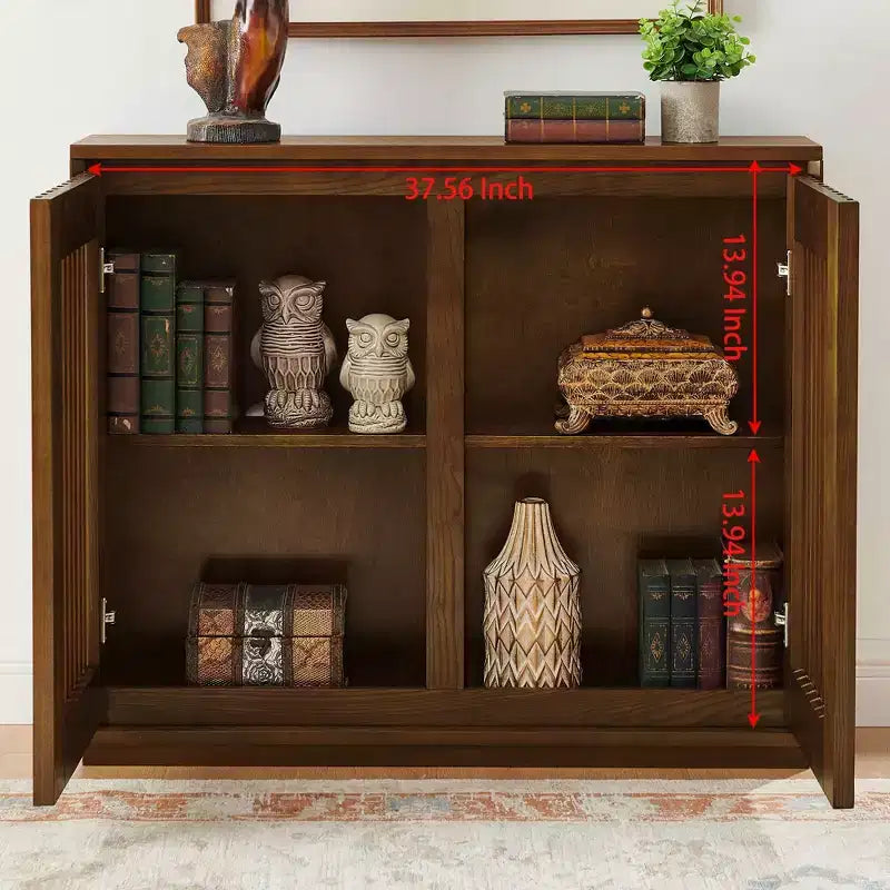 Okak Modern Rattan Sideboard Cabinet with Multi-layer Storage,Solid Wood Coffee Buffet Cabinet for Kitchen/Entryway /Dining Room/Living Room