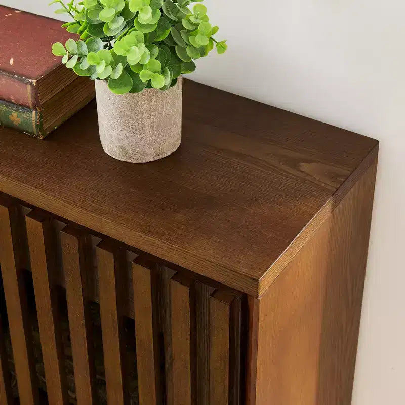 Okak Modern Rattan Sideboard Cabinet with Multi-layer Storage,Solid Wood Coffee Buffet Cabinet for Kitchen/Entryway /Dining Room/Living Room