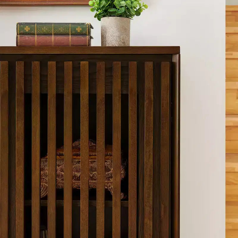 Okak Modern Rattan Sideboard Cabinet with Multi-layer Storage,Solid Wood Coffee Buffet Cabinet for Kitchen/Entryway /Dining Room/Living Room