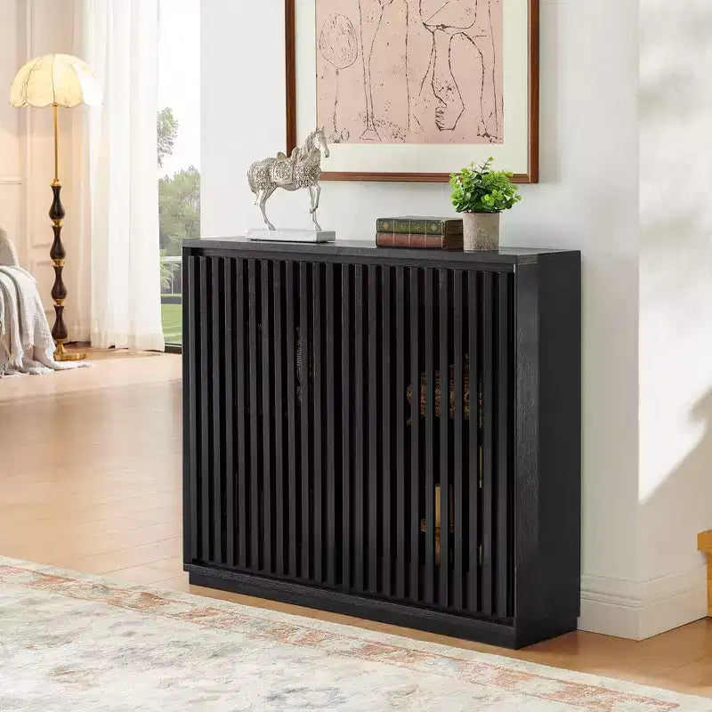 Okak Modern Rattan Sideboard Cabinet with Multi-layer Storage,Solid Wood Coffee Buffet Cabinet for Kitchen/Entryway /Dining Room/Living Room