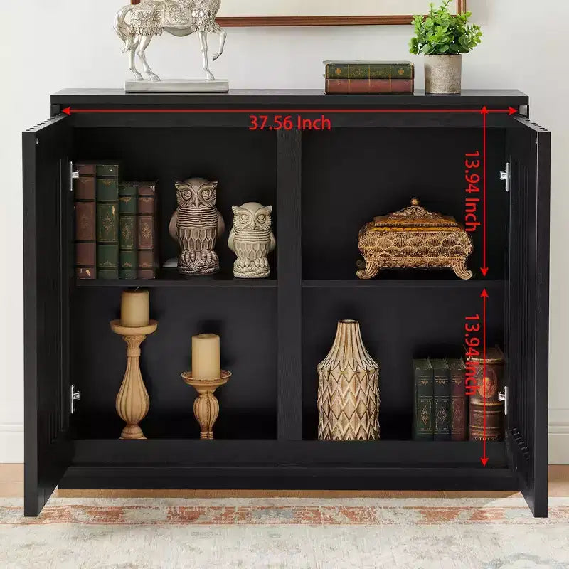 Okak Modern Rattan Sideboard Cabinet with Multi-layer Storage,Solid Wood Coffee Buffet Cabinet for Kitchen/Entryway /Dining Room/Living Room