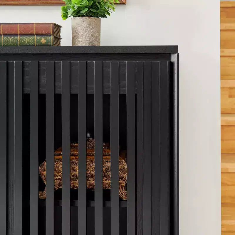 Okak Modern Rattan Sideboard Cabinet with Multi-layer Storage,Solid Wood Coffee Buffet Cabinet for Kitchen/Entryway /Dining Room/Living Room