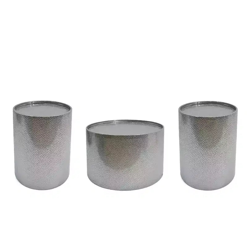 GDFStudio Geyer Modern Iron Round 3 Piece Accent and Coffee Table Set