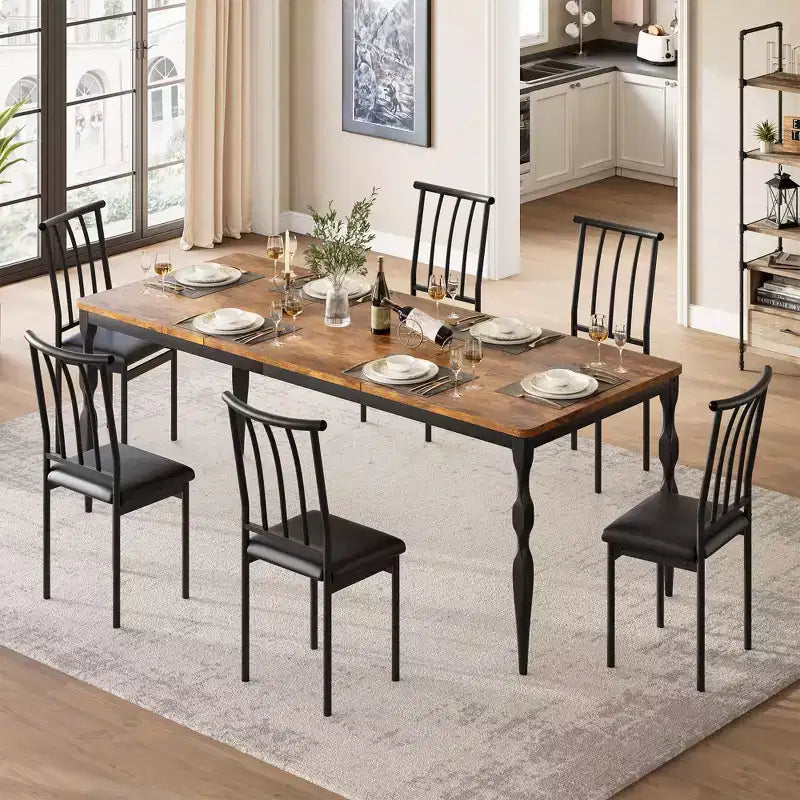 Senfot 71 Inch Rectangular Dining Table for 8, Rustic Farmhouse Kitchen Table with Large Tabletop, Long Wooden Dining Room Table with Heavy Duty Legs