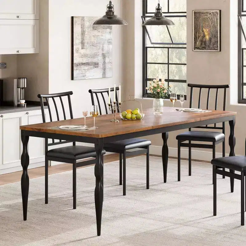 Senfot 71 Inch Rectangular Dining Table for 8, Rustic Farmhouse Kitchen Table with Large Tabletop, Long Wooden Dining Room Table with Heavy Duty Legs