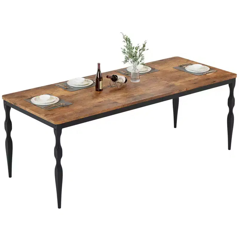 Senfot 71 Inch Rectangular Dining Table for 8, Rustic Farmhouse Kitchen Table with Large Tabletop, Long Wooden Dining Room Table with Heavy Duty Legs
