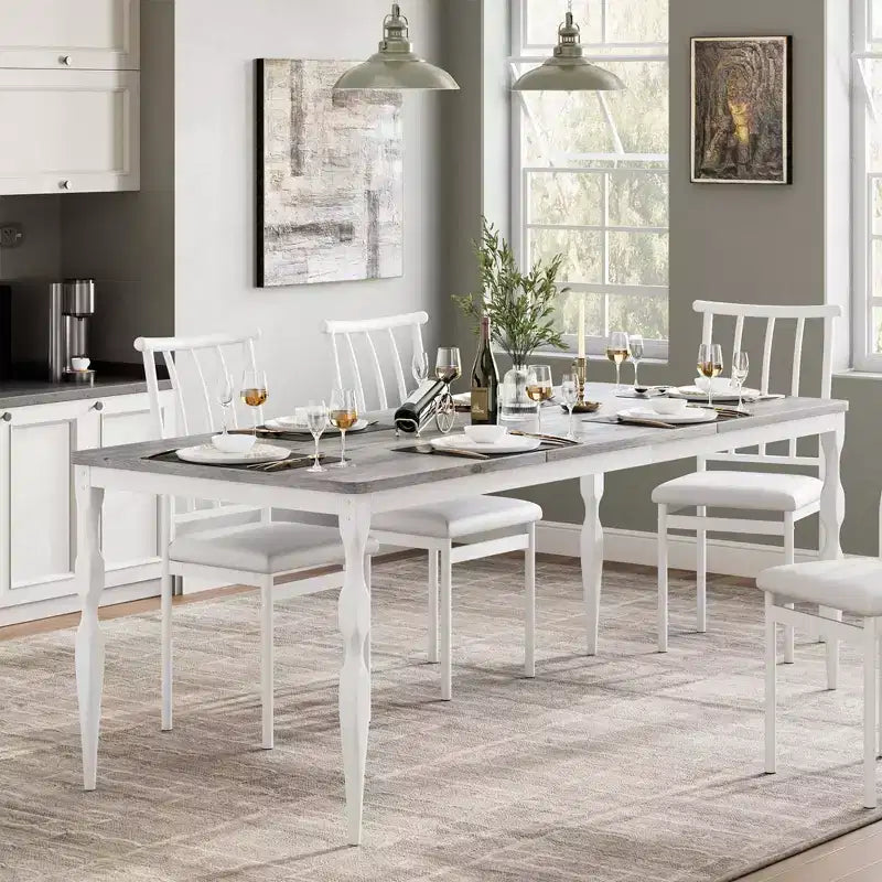 Senfot 71 Inch Rectangular Dining Table for 8, Rustic Farmhouse Kitchen Table with Large Tabletop, Long Wooden Dining Room Table with Heavy Duty Legs