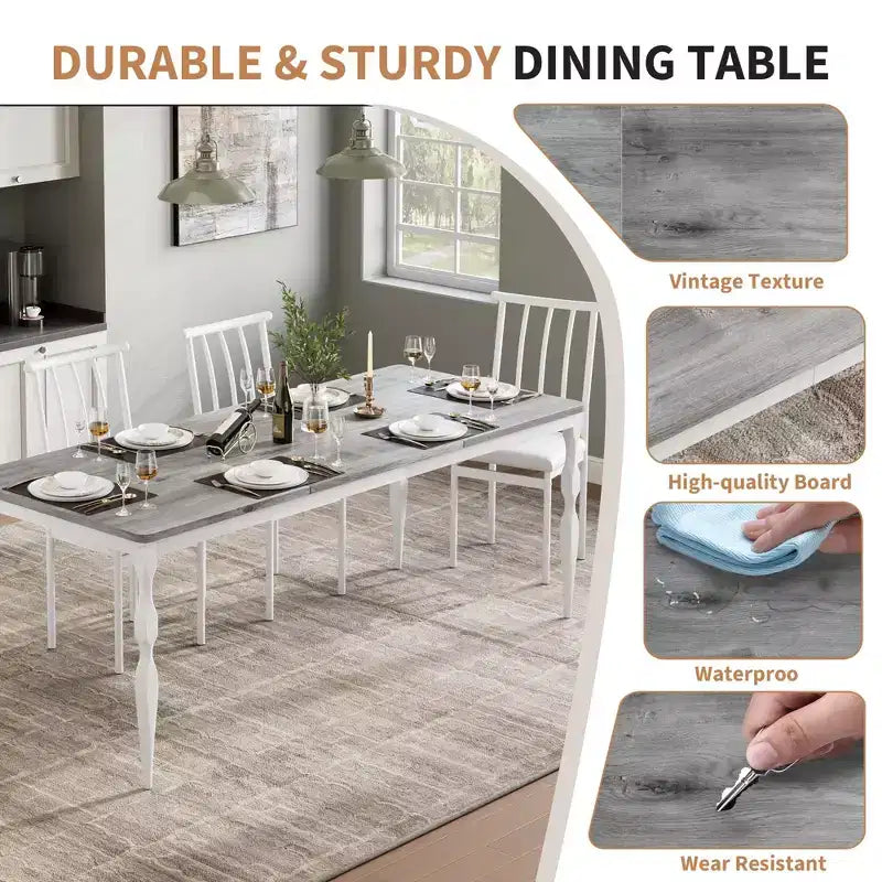 Senfot 71 Inch Rectangular Dining Table for 8, Rustic Farmhouse Kitchen Table with Large Tabletop, Long Wooden Dining Room Table with Heavy Duty Legs
