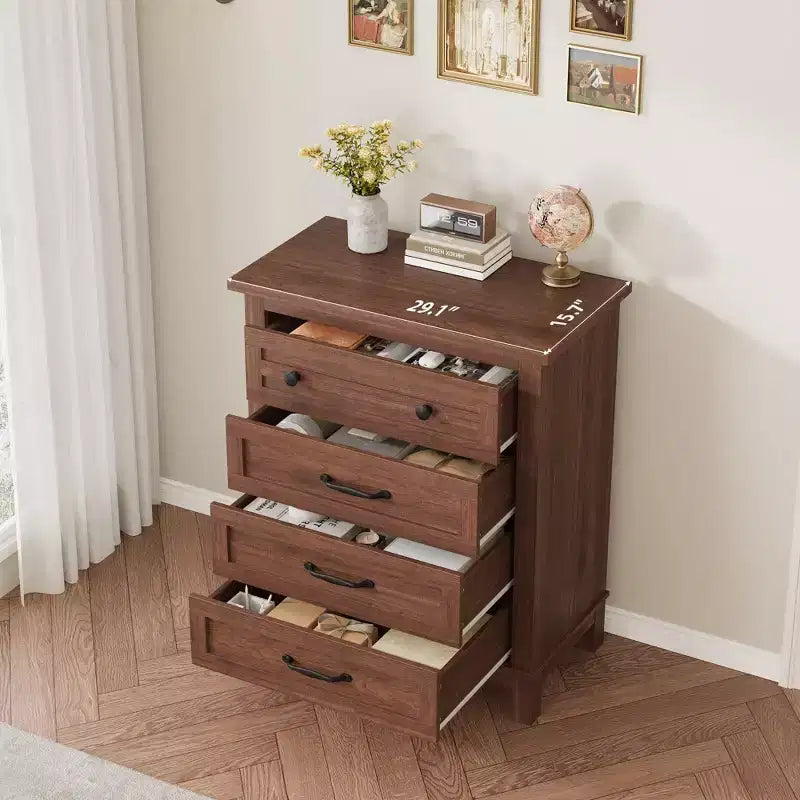 GustoWave 4 Dresser for Bedroom, 34.8 Tall Vertical Drawer Dresser with Large Storage, Freestanding Wooden Closet Chest for Bedroom, Living Room