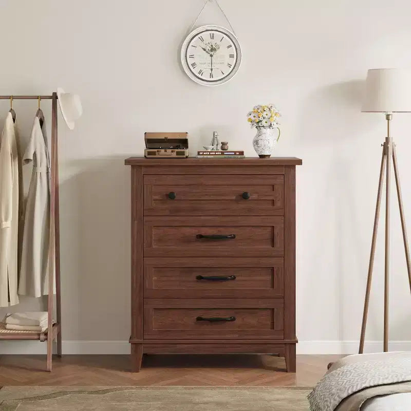 GustoWave 4 Dresser for Bedroom, 34.8 Tall Vertical Drawer Dresser with Large Storage, Freestanding Wooden Closet Chest for Bedroom, Living Room