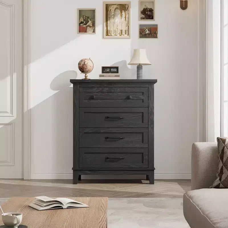 GustoWave 4 Dresser for Bedroom, 34.8 Tall Vertical Drawer Dresser with Large Storage, Freestanding Wooden Closet Chest for Bedroom, Living Room