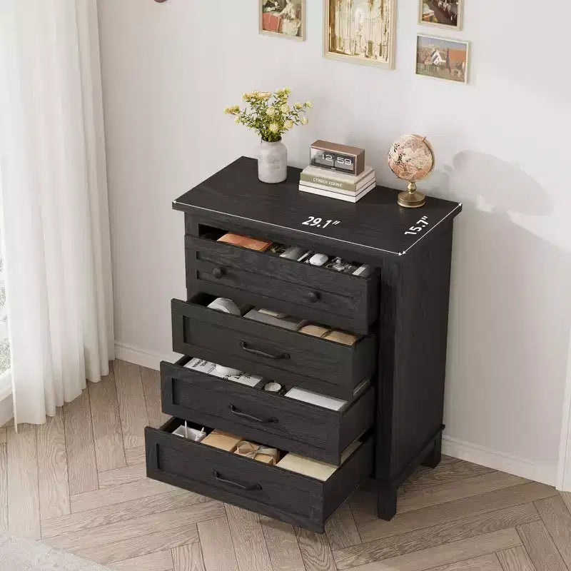 GustoWave 4 Dresser for Bedroom, 34.8 Tall Vertical Drawer Dresser with Large Storage, Freestanding Wooden Closet Chest for Bedroom, Living Room
