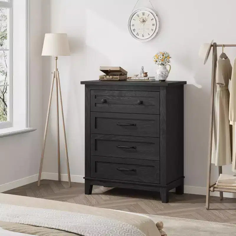 GustoWave 4 Dresser for Bedroom, 34.8 Tall Vertical Drawer Dresser with Large Storage, Freestanding Wooden Closet Chest for Bedroom, Living Room