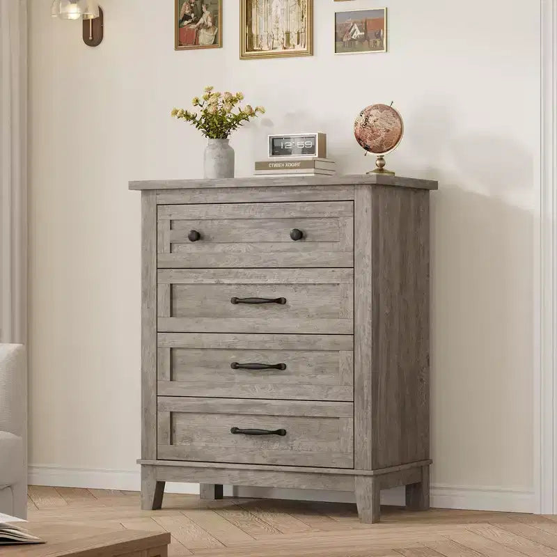 GustoWave 4 Dresser for Bedroom, 34.8 Tall Vertical Drawer Dresser with Large Storage, Freestanding Wooden Closet Chest for Bedroom, Living Room