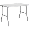 VEVOR Folding Commercial Prep Table,48 x 30 Inch Commercial Worktable Workstation,Heavy-duty Stainless Steel Folding Table with 300 lbs Load, Silver
