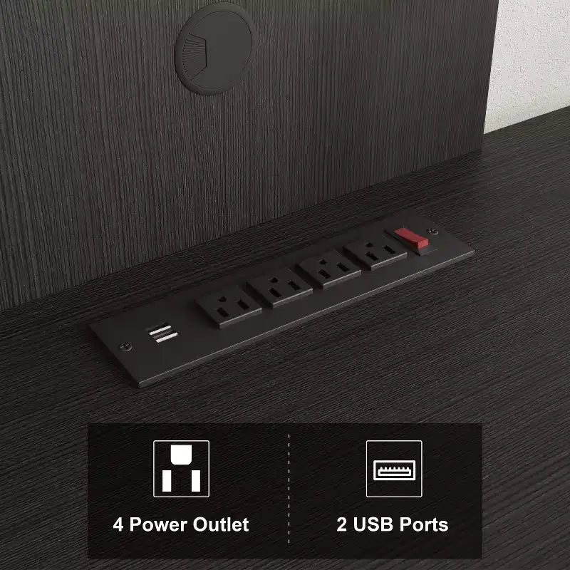 TV Stand for up to 60 Inch TVs, Modern Entertainment Center with Open Shelf, Charging Station, 4 Power Outlet & 2 USB Ports, for Living Room Bedroom