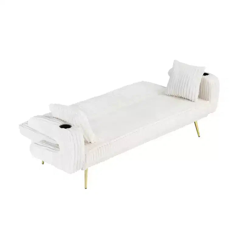 Zeus & Ruta Minimalist Corduroy Sofa with Throw Pillows