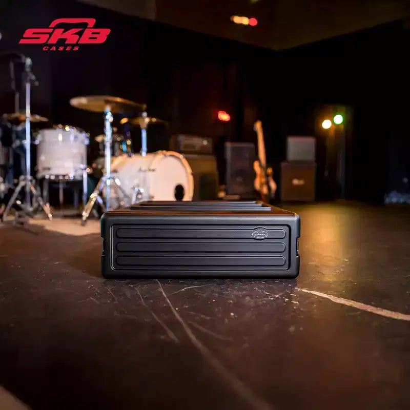 SKB 3U Roto Rack Case - Durable Polyethylene Gear Protector, Stackable, Waterproof with Twist Latches & Rubber Feet for Musicians, Black