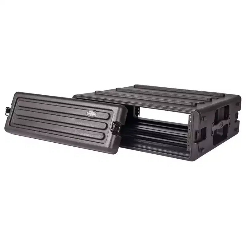SKB 3U Roto Rack Case - Durable Polyethylene Gear Protector, Stackable, Waterproof with Twist Latches & Rubber Feet for Musicians, Black