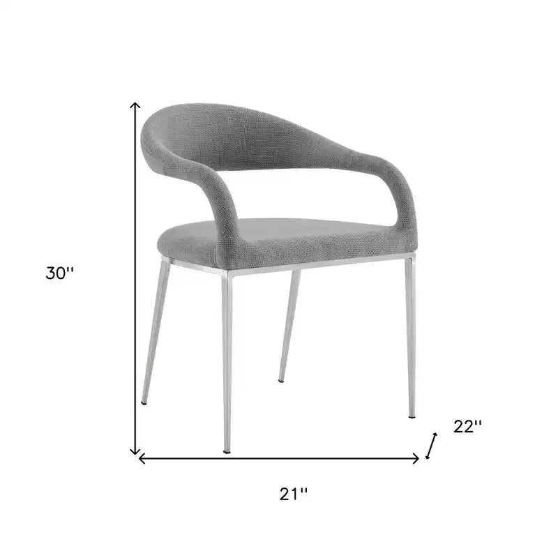 HomeRoots Set of Two Gray And Silver Upholstered Polyester Open Back Dining Arm Chairs