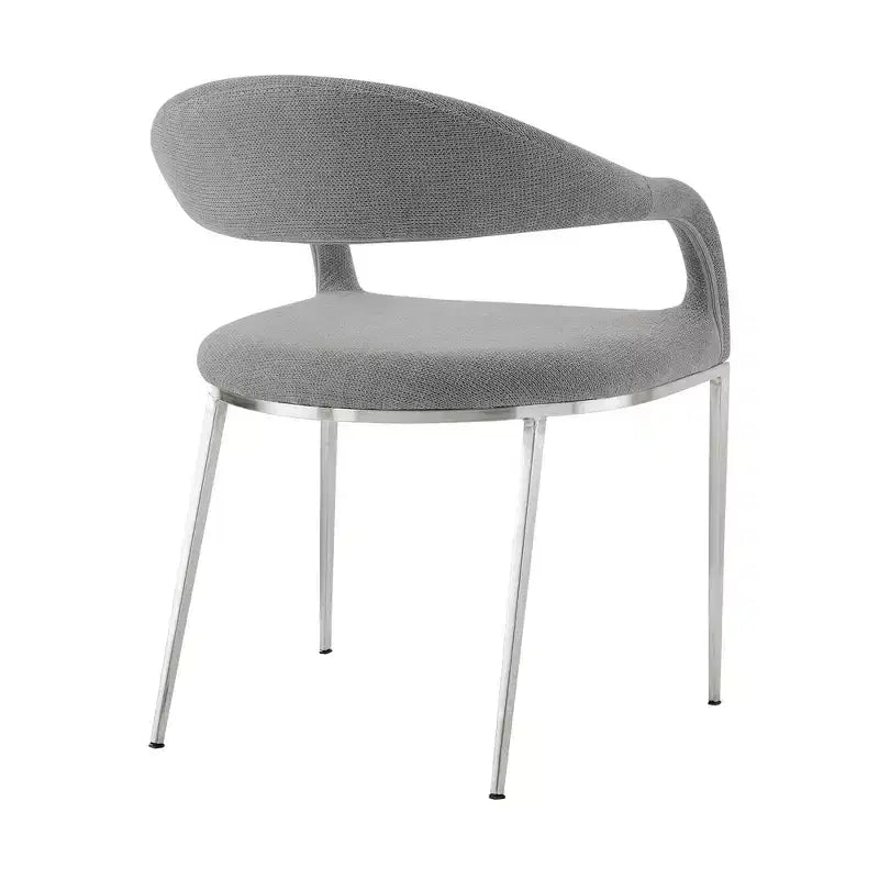 HomeRoots Set of Two Gray And Silver Upholstered Polyester Open Back Dining Arm Chairs