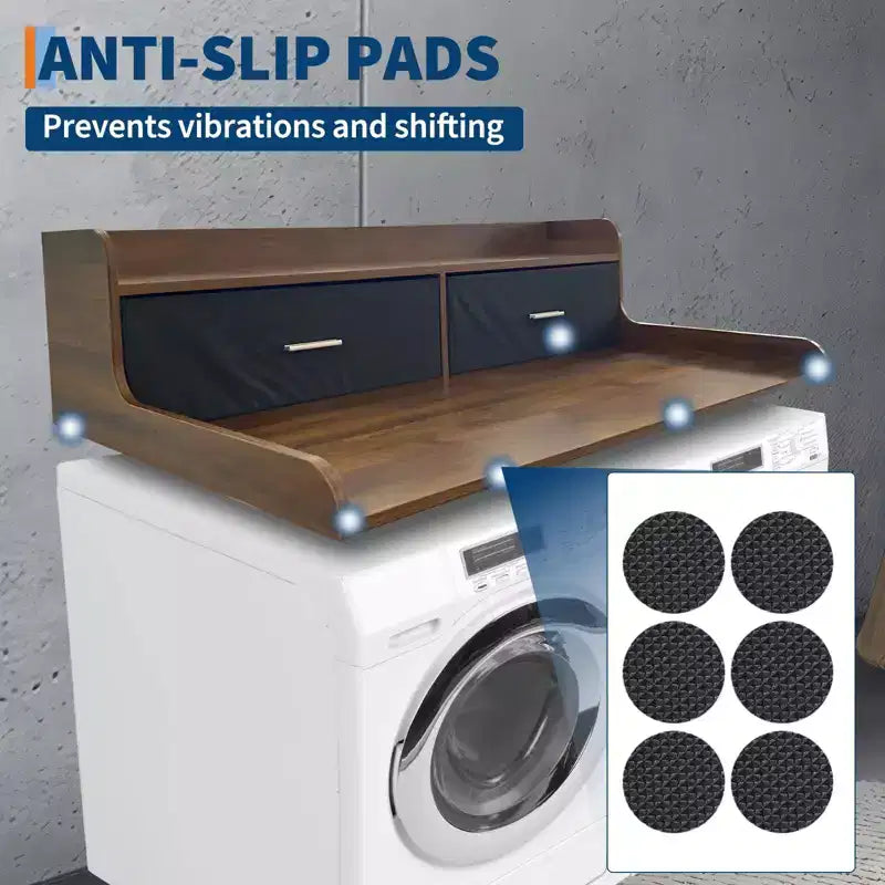 2-Tier Washer Dryer Countertop with 2 Drawers,Wood Laundry Countertop with 2.75 H Edge Rails,Waterproof Washer Dryer Cover with Anti-Slip Pads