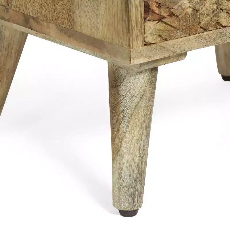 GDFStudio Stowe Boho Handmade Mango Wood 3 Drawer Nightstand