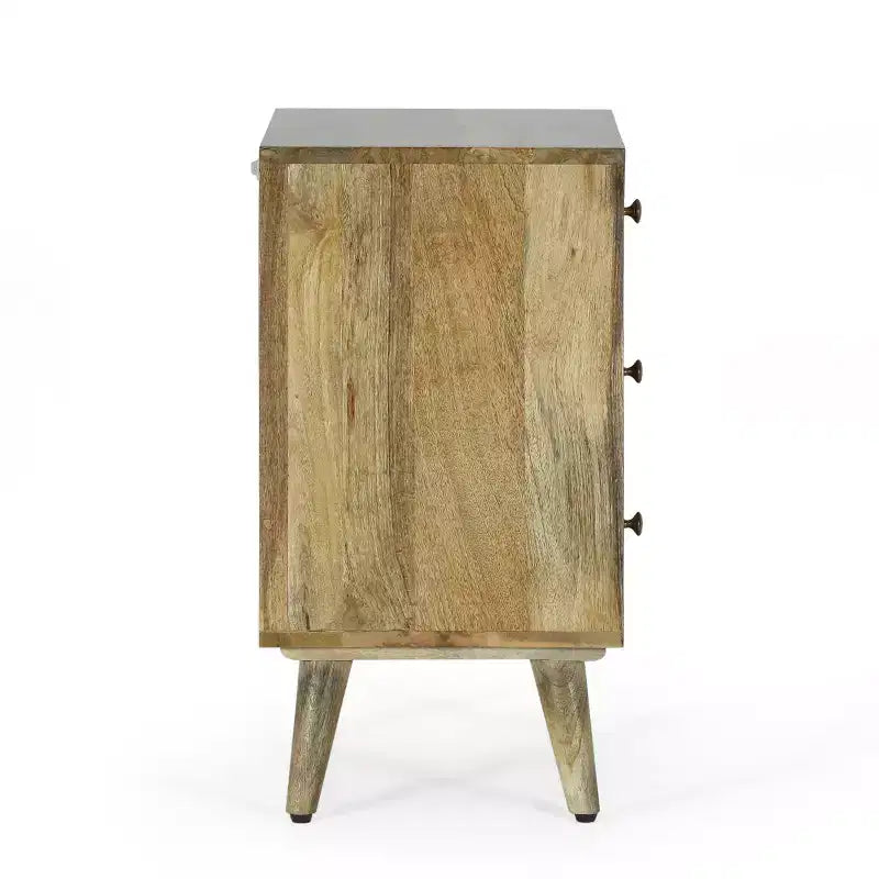 GDFStudio Stowe Boho Handmade Mango Wood 3 Drawer Nightstand
