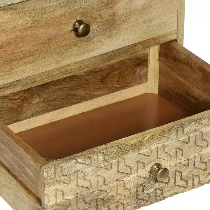 GDFStudio Stowe Boho Handmade Mango Wood 3 Drawer Nightstand