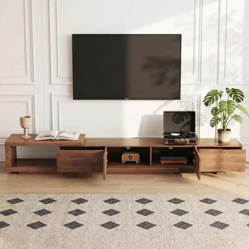 78.54 Modern Walnut Wood Extendable TV Stand for TVs up to 100 Gaoyangjiaju