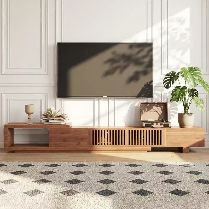 78.54 Modern Walnut Wood Extendable TV Stand for TVs up to 100 Gaoyangjiaju