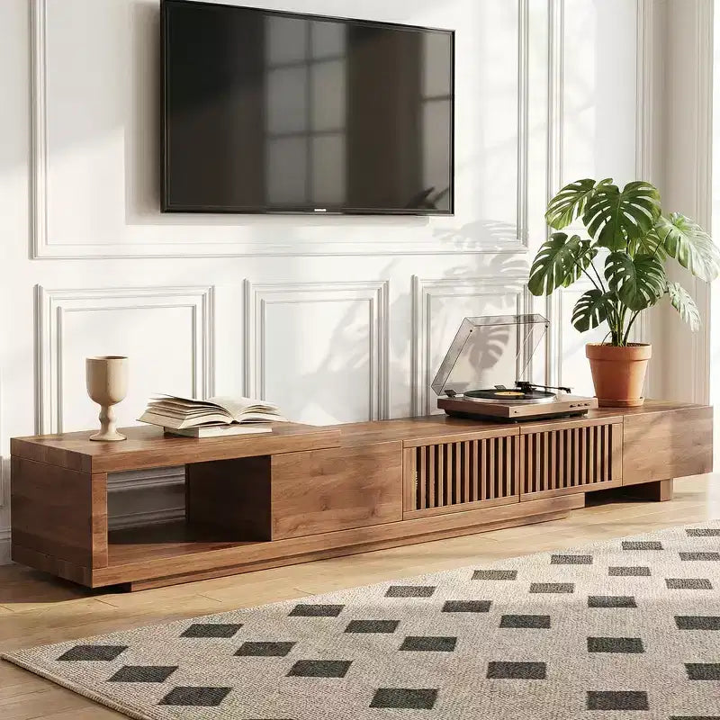 78.54 Modern Walnut Wood Extendable TV Stand for TVs up to 100 Gaoyangjiaju