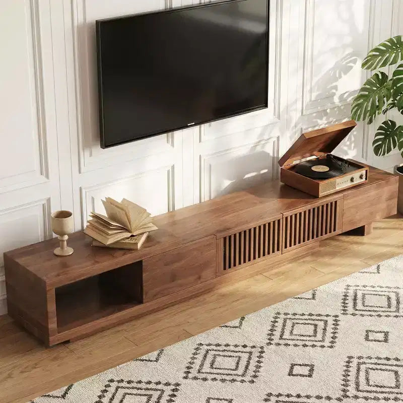 78.54 Modern Walnut Wood Extendable TV Stand for TVs up to 100 Gaoyangjiaju