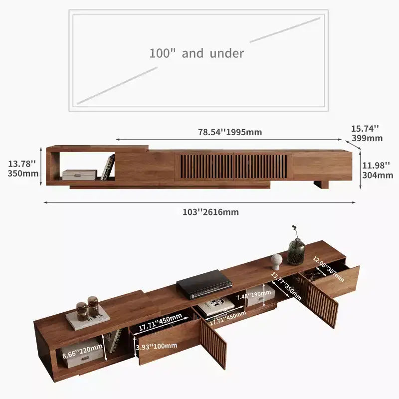 78.54 Modern Walnut Wood Extendable TV Stand for TVs up to 100 Gaoyangjiaju