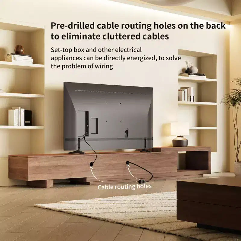 78.54 Modern Walnut Wood Extendable TV Stand for TVs up to 100 Gaoyangjiaju