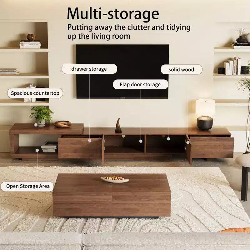 78.54 Modern Walnut Wood Extendable TV Stand for TVs up to 100 Gaoyangjiaju