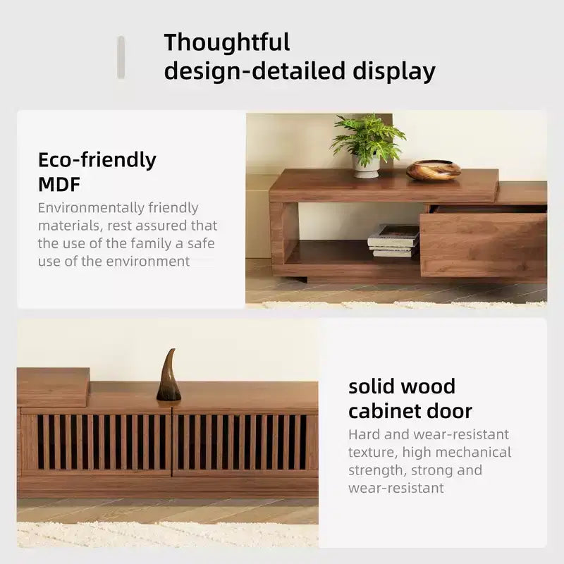 78.54 Modern Walnut Wood Extendable TV Stand for TVs up to 100 Gaoyangjiaju