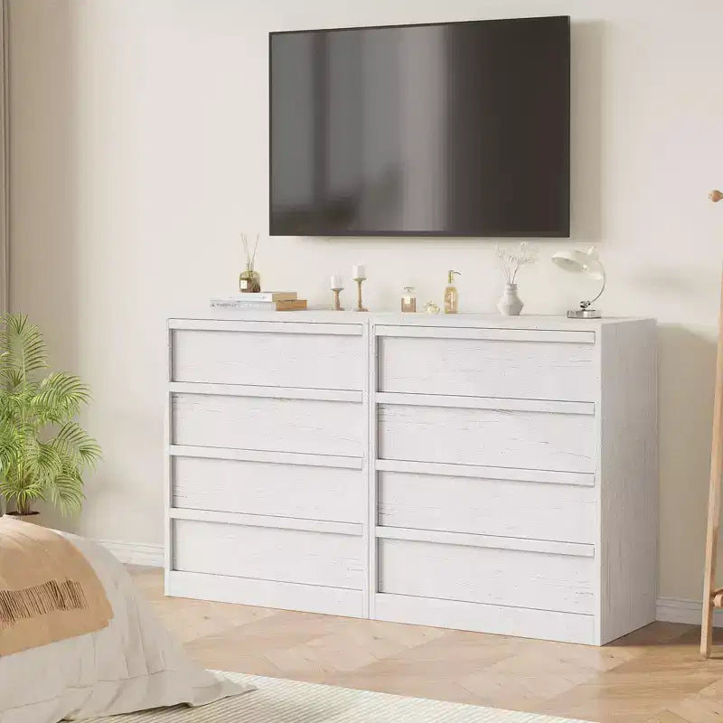 GustoWave 4 Drawer Dresser for Bedroom, White Nightstand 4 Chest of Drawers with Large Storage, Small Dresser Organizer Bedside Table for Entryway