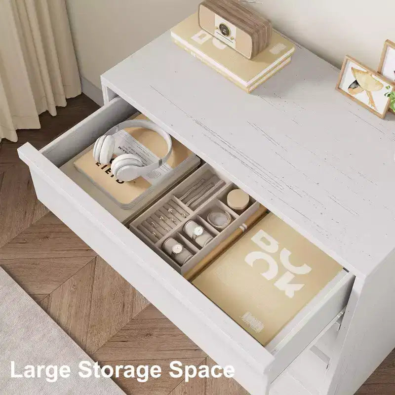 GustoWave 4 Drawer Dresser for Bedroom, White Nightstand 4 Chest of Drawers with Large Storage, Small Dresser Organizer Bedside Table for Entryway