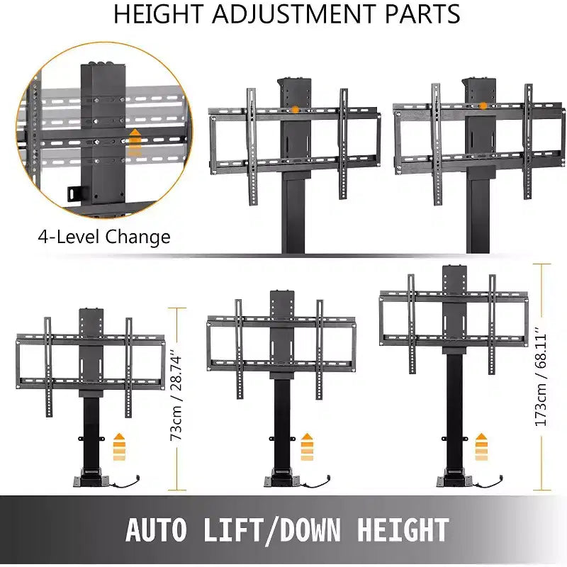 VEVOR Motorized TV Lift with Swivel, Adjustable Height 28.74-68.11 Inch for 32-70 Inch TVs, Remote Controlled, 154 Lbs Capacity, Black