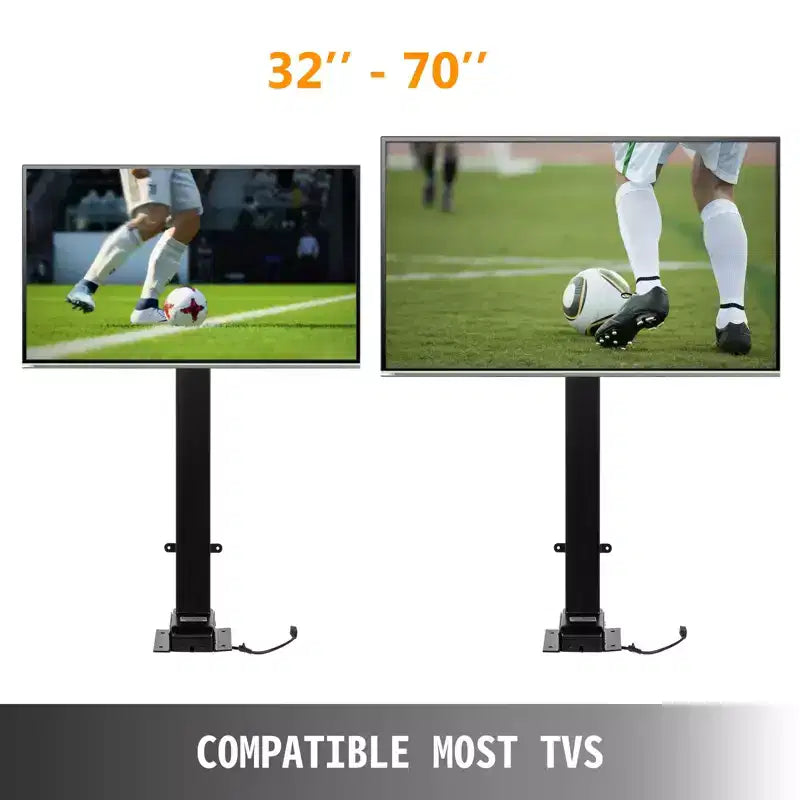 VEVOR Motorized TV Lift with Swivel, Adjustable Height 28.74-68.11 Inch for 32-70 Inch TVs, Remote Controlled, 154 Lbs Capacity, Black