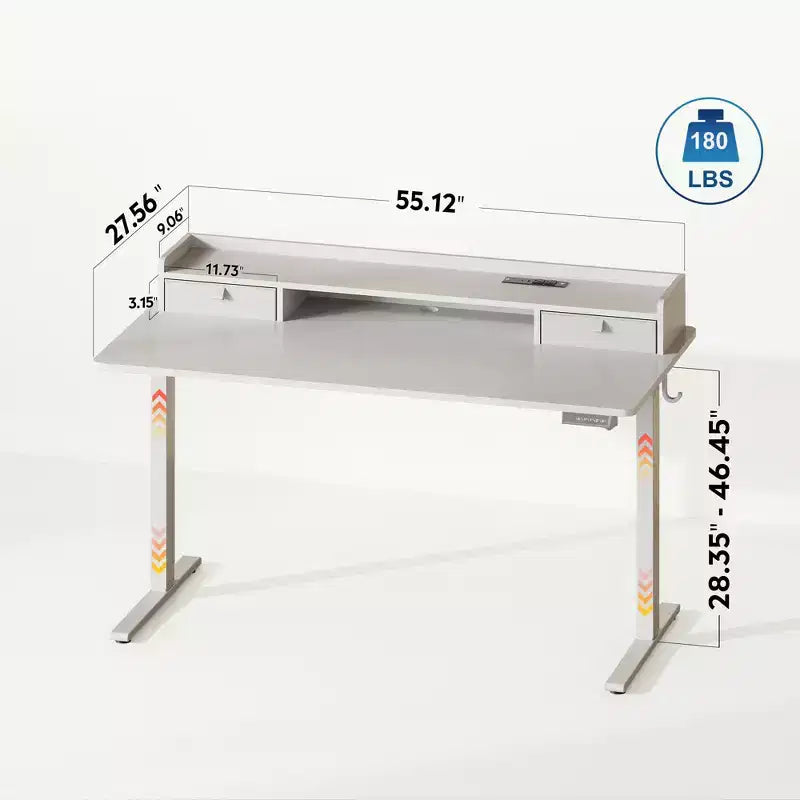 GALAXHERO 5524 Inch Widened Electric Standing Desk, Height Adjustable Sit-Stand Workstation with with 2 Drawers,for Home Office