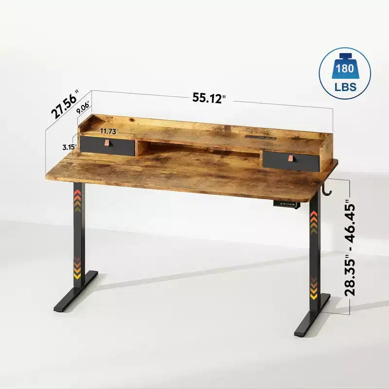 GALAXHERO 5524 Inch Widened Electric Standing Desk, Height Adjustable Sit-Stand Workstation with with 2 Drawers,for Home Office