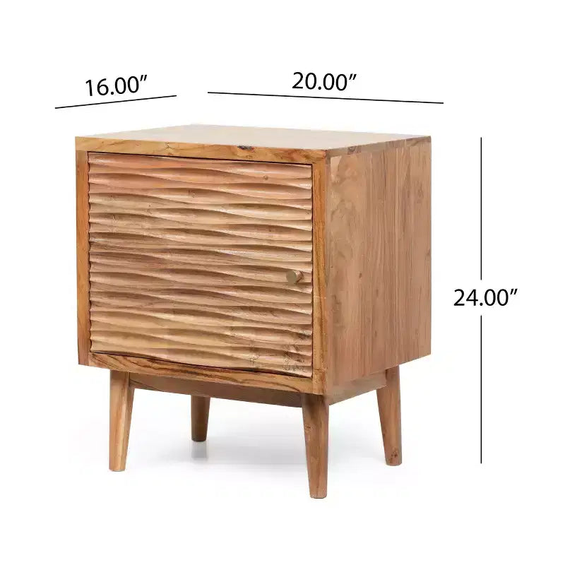 GDFStudio Luttrell Boho Handmade Acacia Wood Nightstand