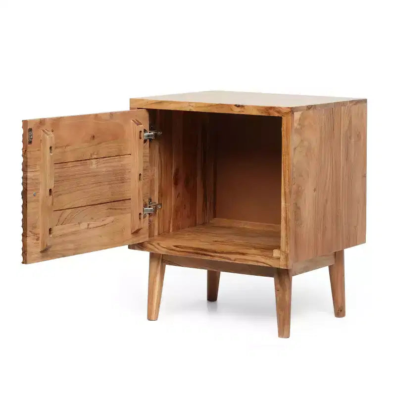 GDFStudio Luttrell Boho Handmade Acacia Wood Nightstand