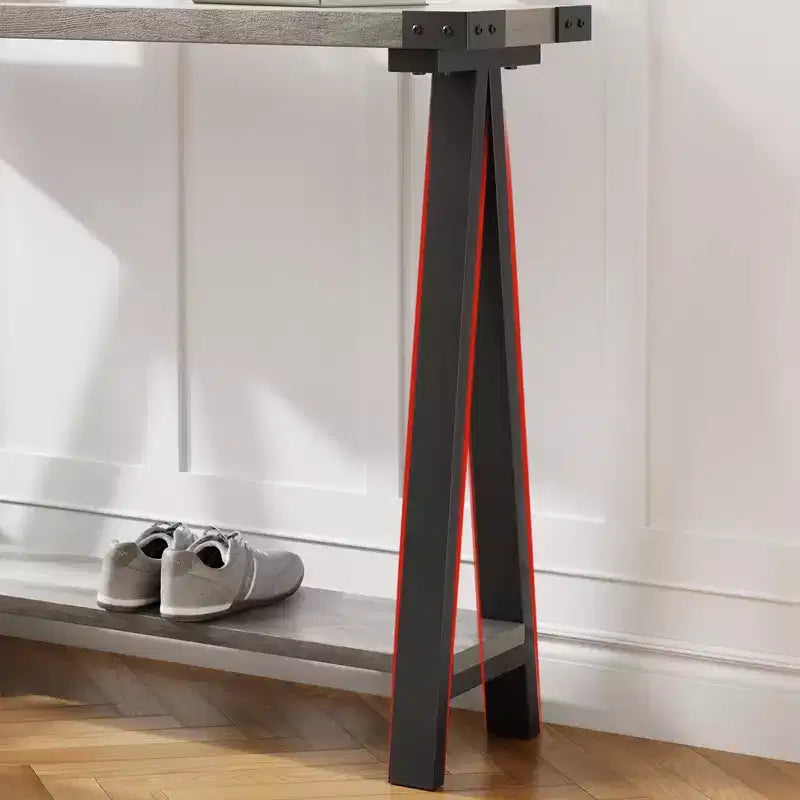 Console Table Entryway Table - 43.3'' Farmhouse Narrow Console with Storage, 2 Tier Sofa Table with Metal Frame & MDF