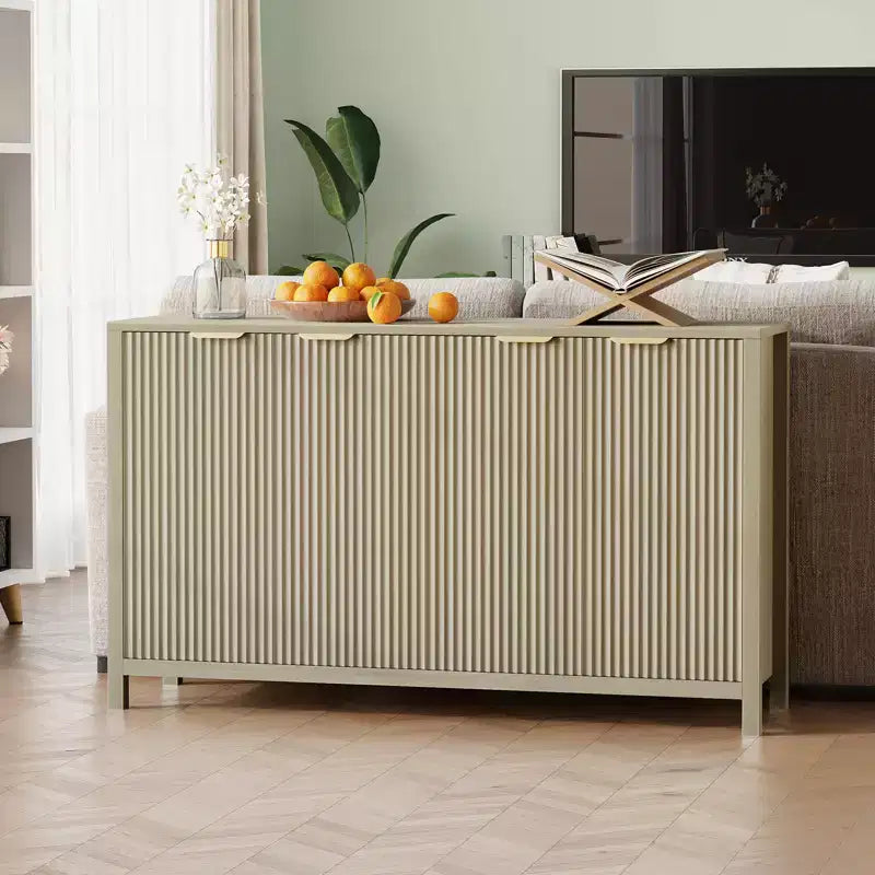 CuisinSmart 55 Fluted Buffet Cabinet with Storage, Large Sideboard with 4 Doors & Adjustable Shelves, Kitchen Buffet Cabinet Console Table