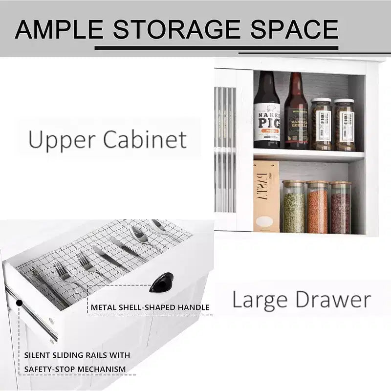 TROPOW Farmhouse Kitchen Pantry with Drawers & Adjustable Shelves, 71 Inch Tall Freestanding Pantry Storage Cabinet, Coffee Bar Hutch Cabinet