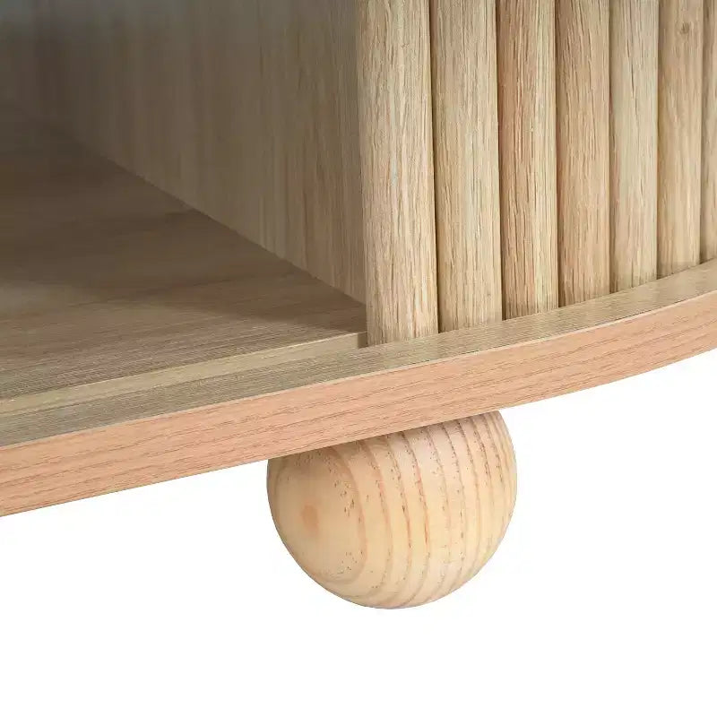 Oval Coffee Table Cocktail Table Storage Center Table Accent Table Sofa Side Table with Accordion Door - ModernLuxe