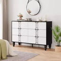 Wooden 6 Drawer Dresser with Vintage Pattern Design, Modern Chest Dresser with Deep Drawers for Bedroom, Living Room, Entryway